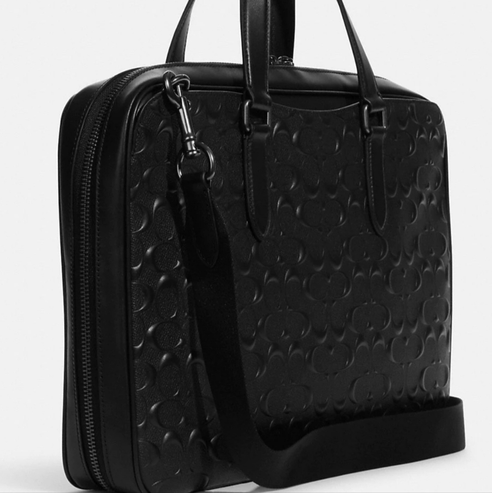 ✅️ COACH Signature Leather Designer Laptop Briefcase Work Bag NWT Rare unisex - Picture 9 of 15